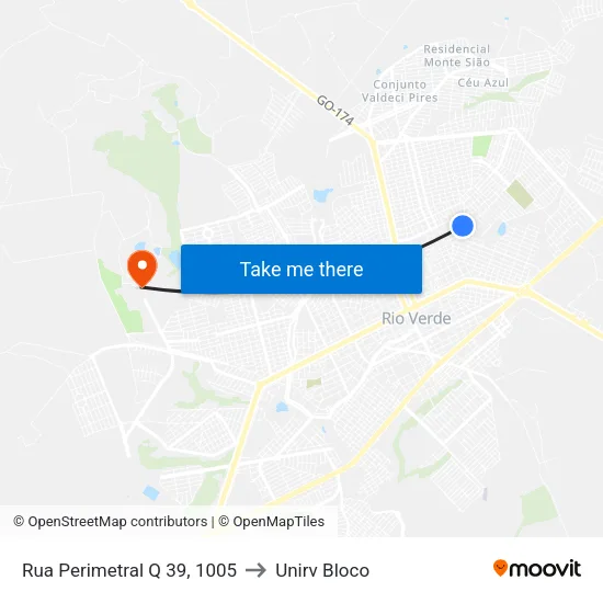 Rua Perimetral Q 39, 1005 to Unirv Bloco map