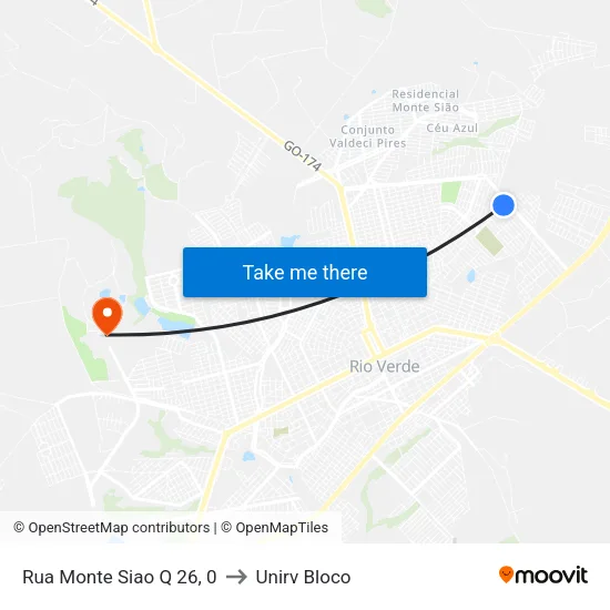 Rua Monte Siao Q 26, 0 to Unirv Bloco map