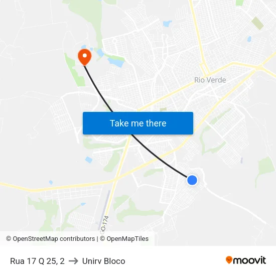 Rua 17 Q 25, 2 to Unirv Bloco map