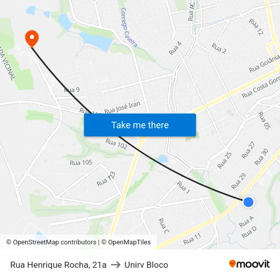 Rua Henrique Rocha, 21a to Unirv Bloco map