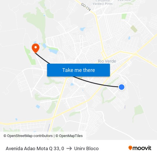 Avenida Adao Mota Q 33, 0 to Unirv Bloco map