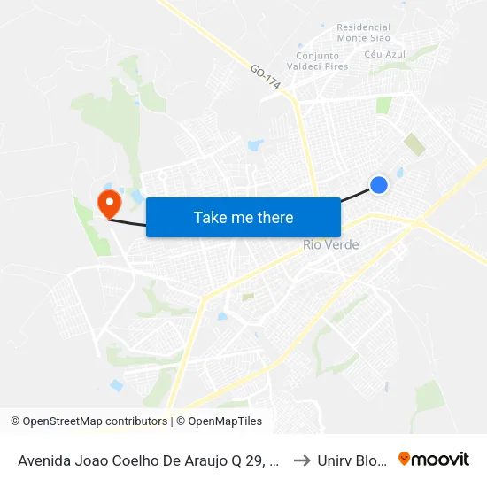 Avenida Joao Coelho De Araujo Q 29, 300 to Unirv Bloco map