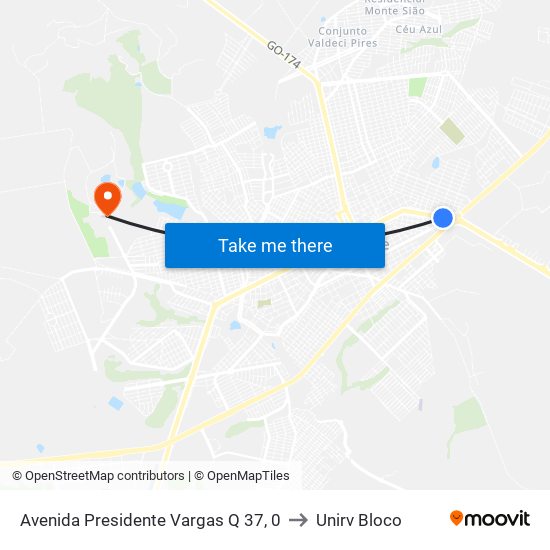 Avenida Presidente Vargas Q 37, 0 to Unirv Bloco map