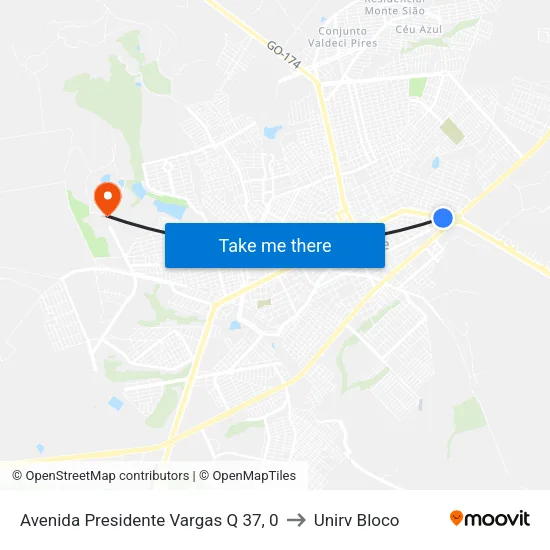 Avenida Presidente Vargas Q 37, 0 to Unirv Bloco map