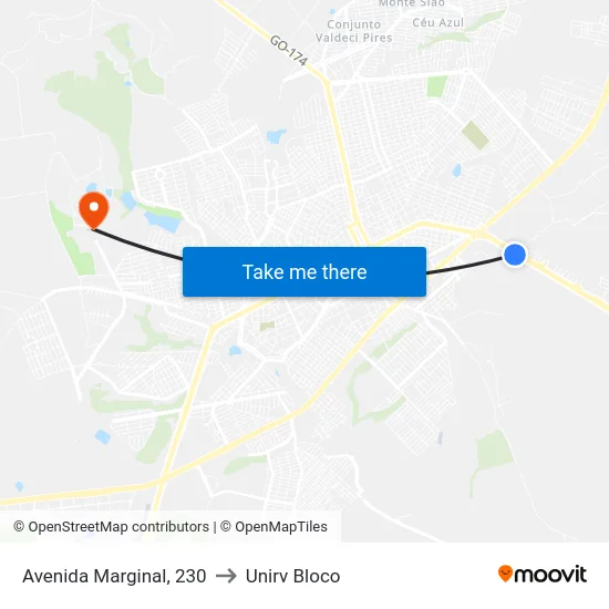 Avenida Marginal, 230 to Unirv Bloco map