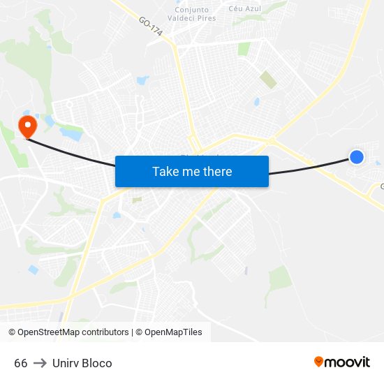 66 to Unirv Bloco map