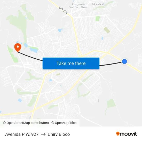 Avenida P W, 927 to Unirv Bloco map
