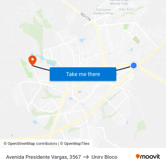 Avenida Presidente Vargas, 3567 to Unirv Bloco map