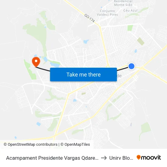 Acampament Presidente Vargas Qdarea, 0 to Unirv Bloco map