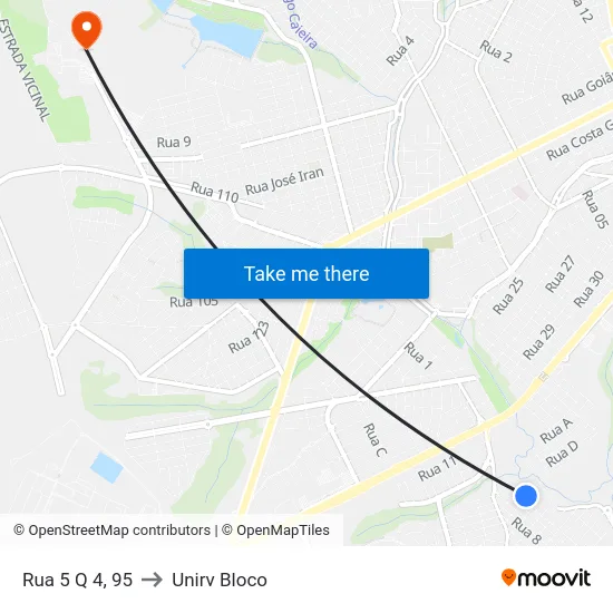 Rua 5 Q 4, 95 to Unirv Bloco map