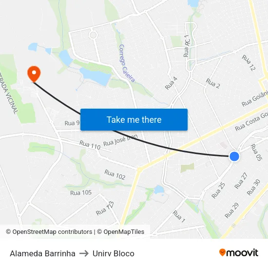 Alameda Barrinha to Unirv Bloco map