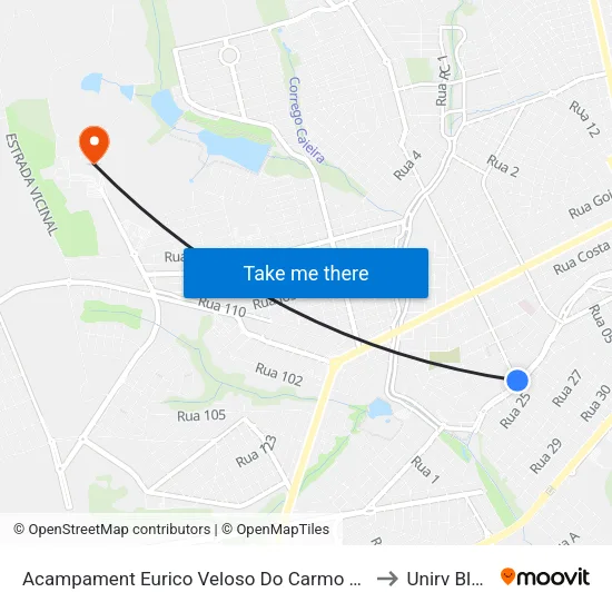 Acampament Eurico Veloso Do Carmo 0, 1600 to Unirv Bloco map