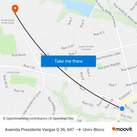 Avenida Presidente Vargas Q 36, 647 to Unirv Bloco map