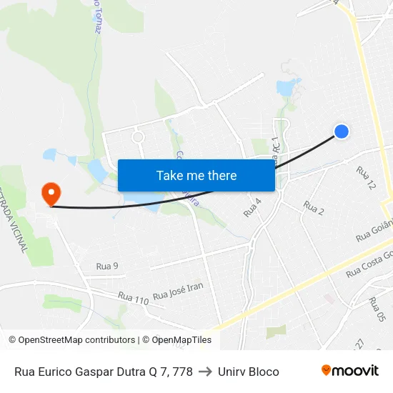 Rua Eurico Gaspar Dutra Q 7, 778 to Unirv Bloco map