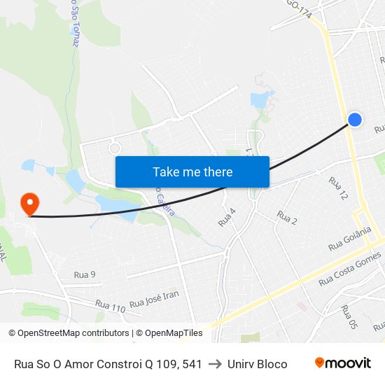 Rua So O Amor Constroi Q 109, 541 to Unirv Bloco map