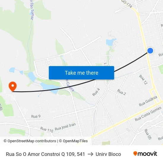 Rua So O Amor Constroi Q 109, 541 to Unirv Bloco map