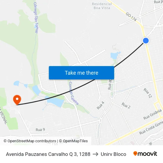 Avenida Pauzanes Carvalho Q 3, 1288 to Unirv Bloco map