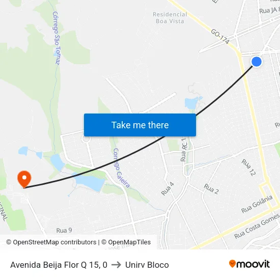 Avenida Beija Flor Q 15, 0 to Unirv Bloco map
