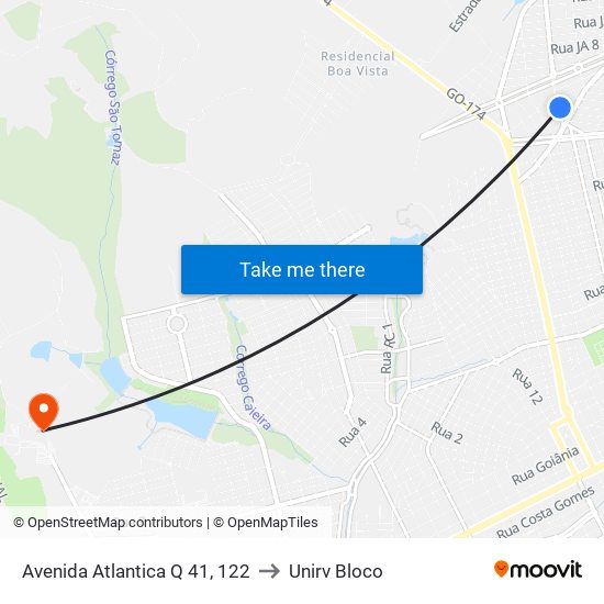 Avenida Atlantica Q 41, 122 to Unirv Bloco map