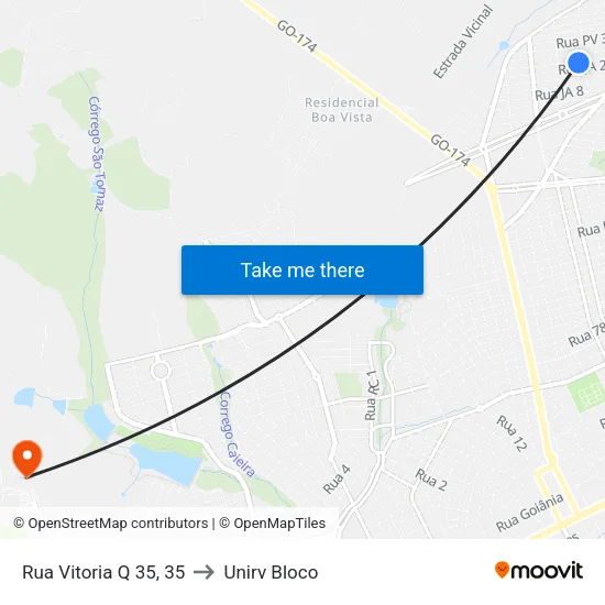 Rua Vitoria Q 35, 35 to Unirv Bloco map