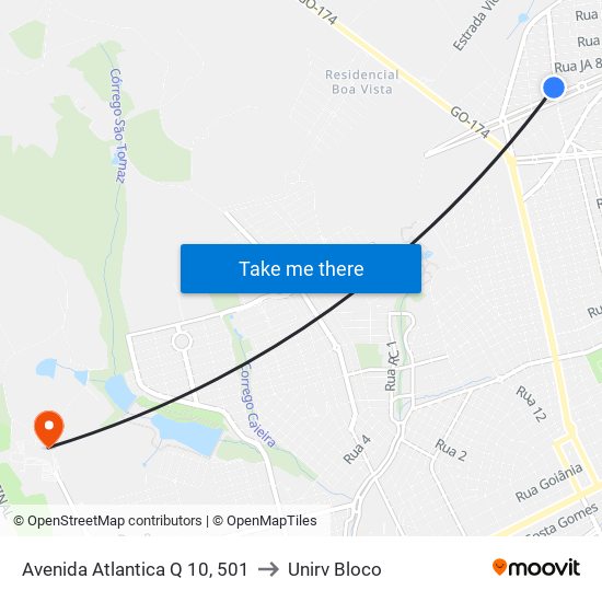 Avenida Atlantica Q 10, 501 to Unirv Bloco map