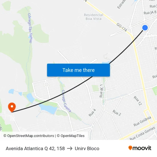 Avenida Atlantica Q 42, 158 to Unirv Bloco map