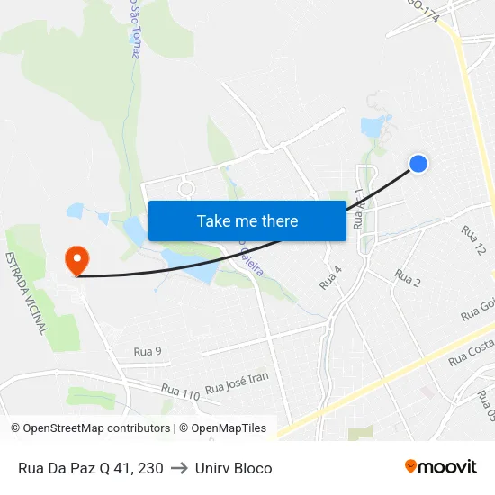 Rua Da Paz Q 41, 230 to Unirv Bloco map