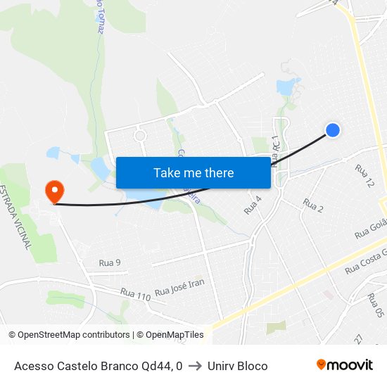 Acesso Castelo Branco Qd44, 0 to Unirv Bloco map