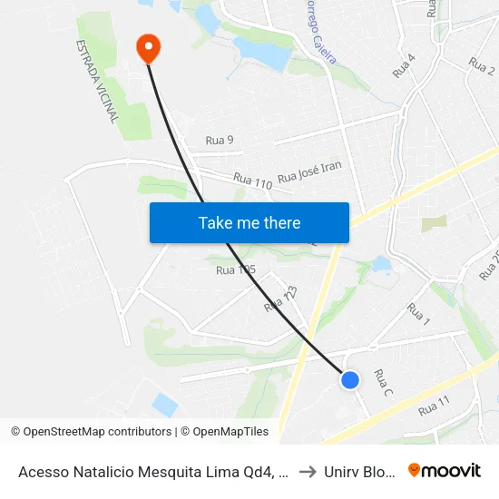 Acesso Natalicio Mesquita Lima Qd4, 18 to Unirv Bloco map