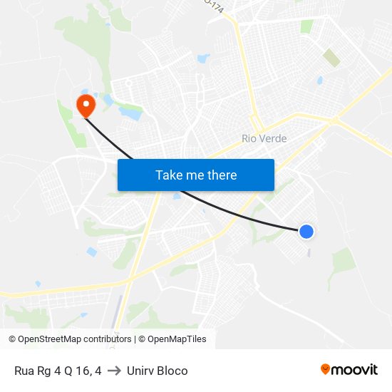 Rua Rg 4 Q 16, 4 to Unirv Bloco map