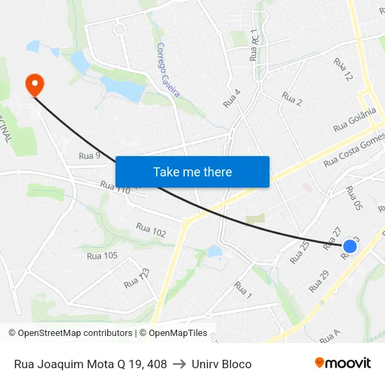 Rua Joaquim Mota Q 19, 408 to Unirv Bloco map