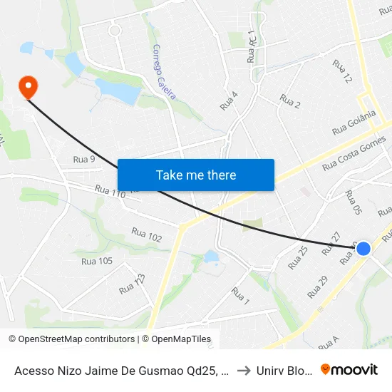 Acesso Nizo Jaime De Gusmao Qd25, 789 to Unirv Bloco map