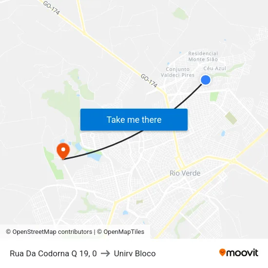 Rua Da Codorna Q 19, 0 to Unirv Bloco map