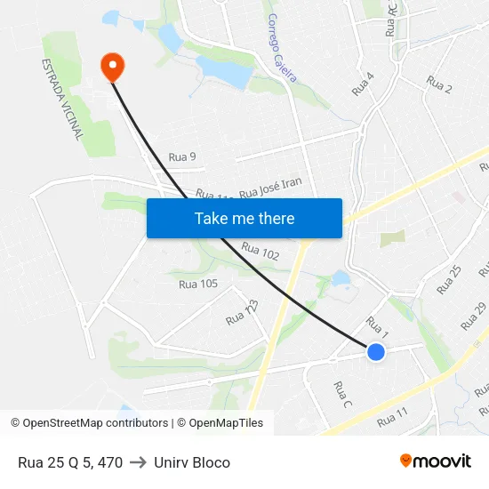 Rua 25 Q 5, 470 to Unirv Bloco map
