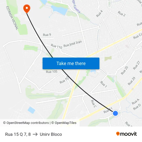Rua 15 Q 7, 8 to Unirv Bloco map