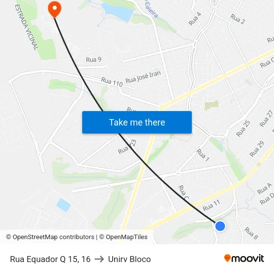 Rua Equador Q 15, 16 to Unirv Bloco map