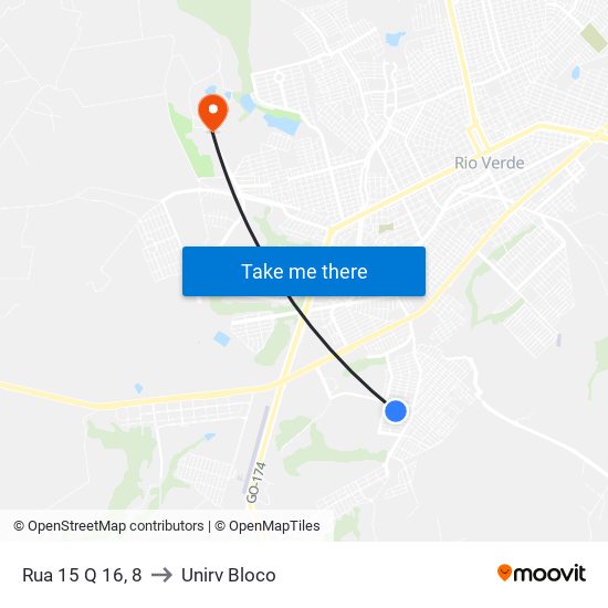 Rua 15 Q 16, 8 to Unirv Bloco map