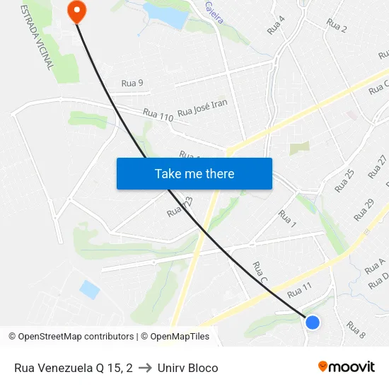 Rua Venezuela Q 15, 2 to Unirv Bloco map