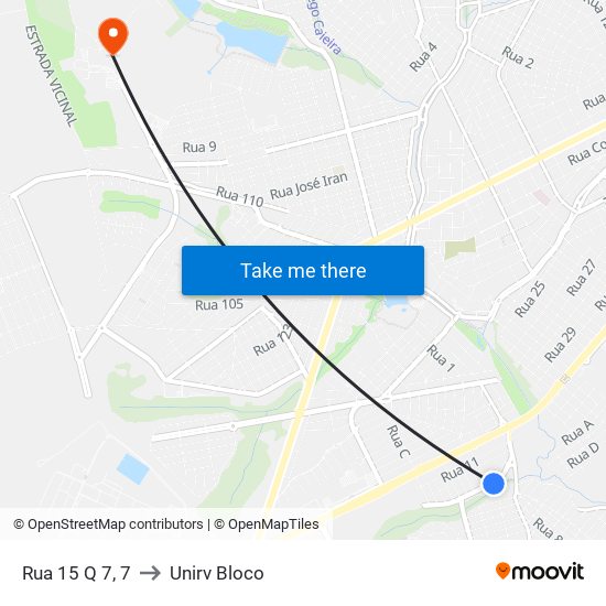 Rua 15 Q 7, 7 to Unirv Bloco map