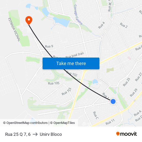 Rua 25 Q 7, 6 to Unirv Bloco map