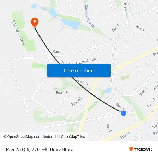 Rua 25 Q 6, 270 to Unirv Bloco map
