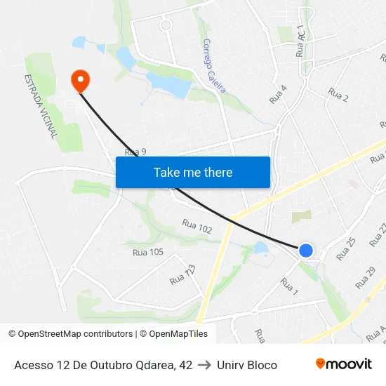 Acesso 12 De Outubro Qdarea, 42 to Unirv Bloco map