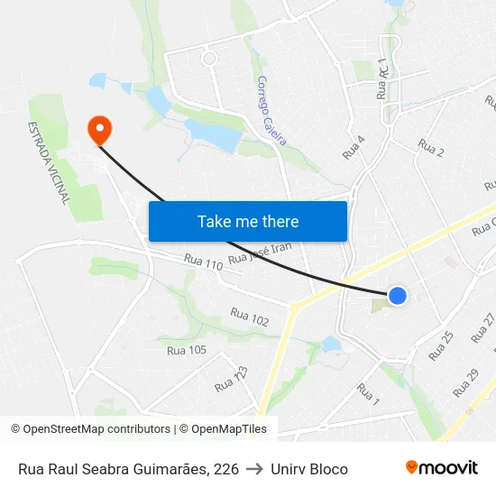 Rua Raul Seabra Guimarães, 226 to Unirv Bloco map