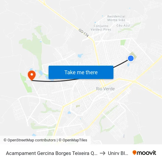 Acampament Gercina Borges Teixeira Qd4c, 19 to Unirv Bloco map