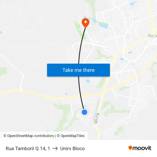 Rua Tamboril Q 14, 1 to Unirv Bloco map