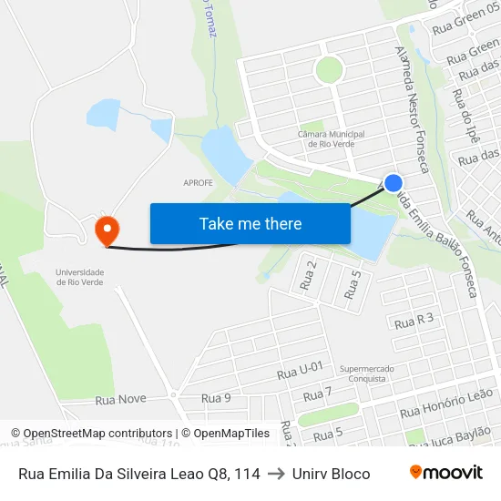 Rua Emilia Da Silveira Leao Q8, 114 to Unirv Bloco map
