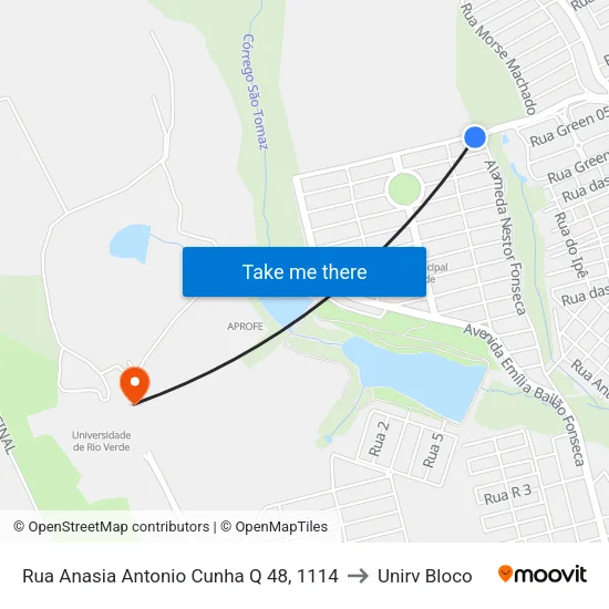Rua Anasia Antonio Cunha Q 48, 1114 to Unirv Bloco map