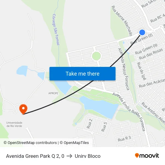 Avenida Green Park Q 2, 0 to Unirv Bloco map