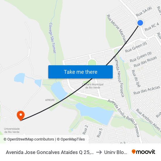 Avenida Jose Goncalves Ataides Q 25, 3 to Unirv Bloco map