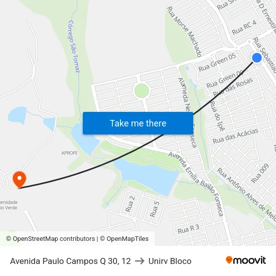 Avenida Paulo Campos Q 30, 12 to Unirv Bloco map
